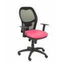 Silla Jorquera malla negra asiento similpiel rosa