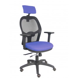 Silla Jorquera traslack malla negra asiento bali azul brazos 3D cabecero regulable