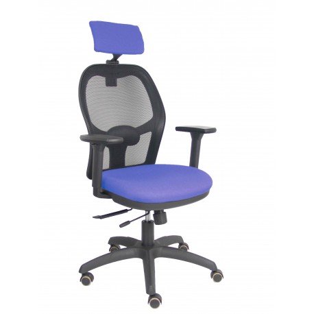 Silla Jorquera traslack malla negra asiento bali azul brazos 3D cabecero regulable