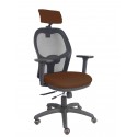 Silla Jorquera traslack malla negra asiento bali marrón brazos 3D cabecero regulable