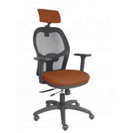 Silla Jorquera traslack malla negra asiento bali marrón brazos 3D cabecero regulable