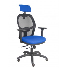 Silla Jorquera traslack malla negra asiento bali azul brazos 3D cabecero regulable