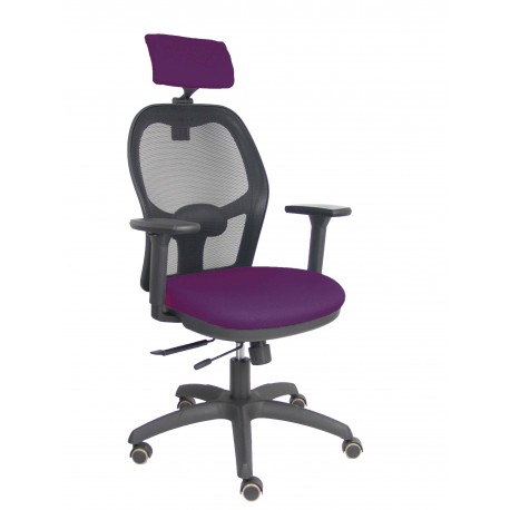 Silla Jorquera traslack malla negra asiento bali morado brazos 3D cabecero regulable