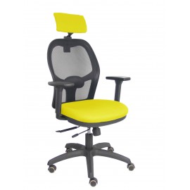 Silla Jorquera traslack malla negra asiento bali amarillo brazos 3D cabecero regulable