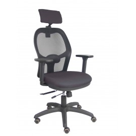 Silla Jorquera traslack malla negra asiento bali gris brazos 3D cabecero regulable