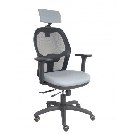 Silla Jorquera traslack malla negra asiento bali gris brazos 3D cabecero regulable