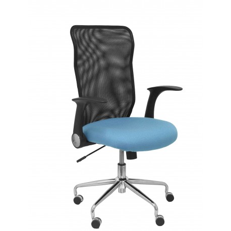 Silla Minaya respaldo malla negro asiento bali azul claro