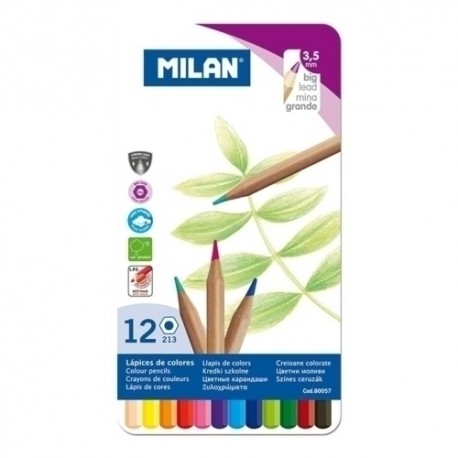 LAPICES COLOR MILAN HEX. CAJA METAL.12