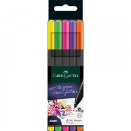 ROTULADOR FABER GRIP FINEPEN PACK 5 NEON