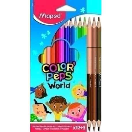 LAPICES COLOR MAPED COLOR PEPS es.12+3 - Pack de 12 unidades