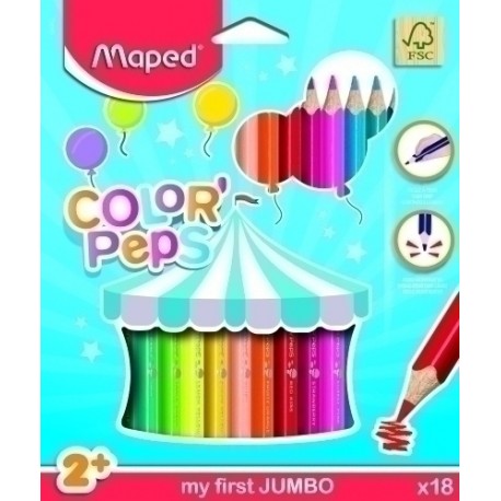 LAPICES COLOR MAPED COLOR PEPS JUMBO 18 - Pack de 12 unidades