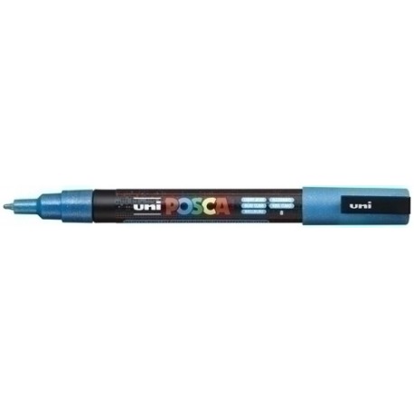 UNIBALL MARCADOR POSCA PC-3ML PUNTA CÓNICA 0,9 - 1,3 MM AZUL CLARO PURPURINA