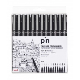 UNIBALL ESTUCHE MARCADOR PERMANENTE NEGRO PIN-200(S)/12P CALIBRADOS -12U-