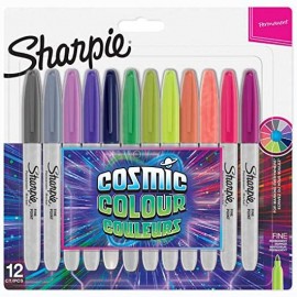 SHARPIE MARCADOR PERMANENTE FINE 0,9MM SURTIDOS COSMIC PUNTA REDONDA BLISTER -12U-