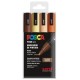 UNIBALL MARCADOR POSCA PC-5M/4C NO PERMANENTE 1.8MM-2.5MM COLORES SURTIDOS MADERA -ESTUCHE 4U-