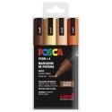 UNIBALL MARCADOR POSCA PC-5M/4C NO PERMANENTE 1.8MM-2.5MM COLORES SURTIDOS MADERA -ESTUCHE 4U-