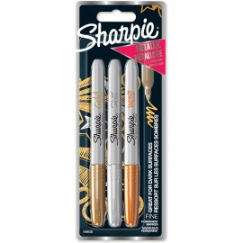 SHARPIE METÁLICO BL3 ROTULADORES PERMANENTES FINE SURTIDOS BLISTER DE 3 UNIDADES