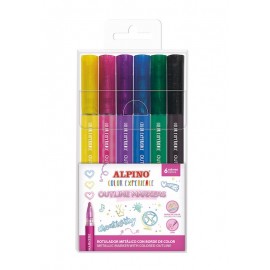 ALPINO ROTULADOR METÁLICO CREATIVITY BORDE DE COLOR 2MM ESTUCHE DE 6 C/SURTIDOS