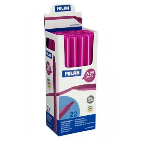 MILAN MARCADOR FLUORESCENTE JUNIOR ROSA PUNTA BISELADA CAJA -22U-