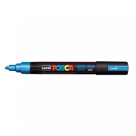 UNIBALL MARCADOR POSCA PC-5M NO PERMANENTE PUNTA FORMA DE BALA 1,8 - 2,5 MM AZUL METÁLICO