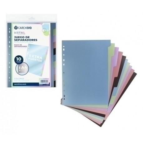 SEPARADORES CARCH.METAL EXTRA PP A4 6 ps - Pack de 10 unidades