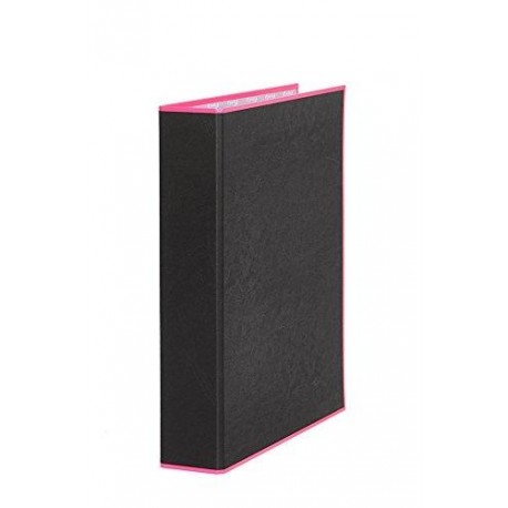 PARDO CARPETA NEGRA DE ANILLAS CON BORDE NEÓN 2X25MM A4 PP ROSA SUELTAS