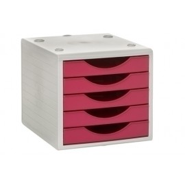 MODULO 5 CAJONES GRIS/FUCSIA