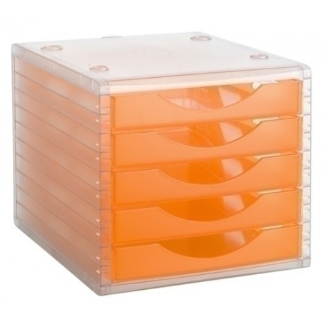 MODULO 5 CAJONES CRISTAL/NARANJA