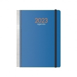 DOHE AGENDA ANUAL SYNCRO ESPIRAL SEMANA VISTA 15X21 CM AZUL CASTELLANO 2023