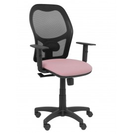 Silla Alocén malla negra asiento bali rosa brazos regulable