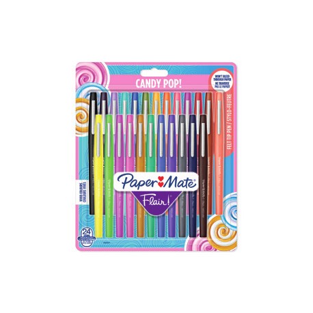 Papermate Flair Candy Pop Bolígrafo de gel con tapa Medio Multicolor 24 pieza(s)