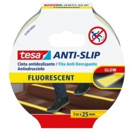 TESA CINTA ANTIDESLIZANTE ADHESIVA 5M X 25MM FLUORESCENTE AMARILLO