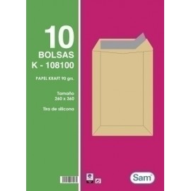 BOLSA SAM 260x360 KRAFT 90g PAQ.10 - Pack de 25 unidades