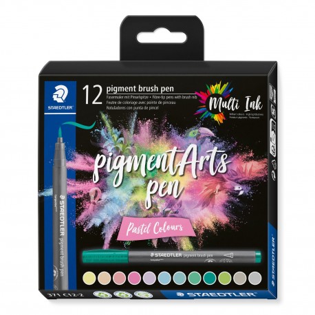 STAEDTLER - Staedtler Pigment Arts Brush Pen Pastel Colors rotulador Multicolor 12 pieza(s) - 371 C12-2