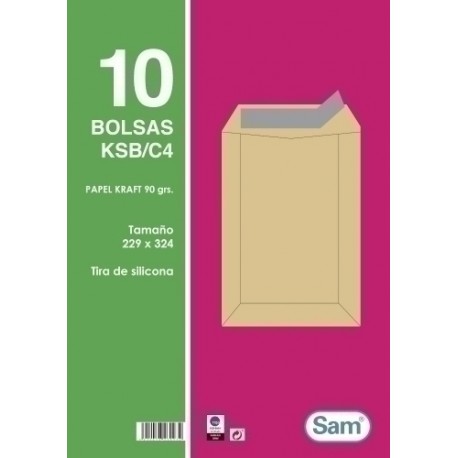 BOLSA SAM 229x324 KRAFT 90g PAQ.10 - Pack de 25 unidades