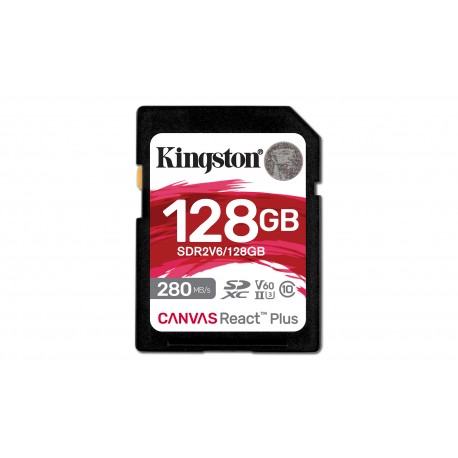 KINGSTON TECHNOLOGY - Kingston Technology Canvas React Plus 128 GB SDXC UHS-II Clase 10 - sdr2v6/128gb