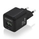 AISENS Cargador GaN 25W, 1xUSB-C PD3.0 QC4.0, 1xUSB-A QC3.0, Negro