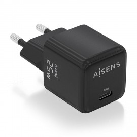 AISENS Cargador GaN 25W, 1xUSB-C PD3.0 QC4.0, Negro