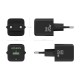 AISENS Cargador GaN 20W, 1xUSB-C PD3.0 QC4.0, 1xUSB-A QC3.0, Negro