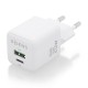 AISENS Cargador GaN 20W, 1xUSB-C PD3.0 QC4.0, 1xUSB-A QC3.0, Blanco