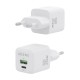 AISENS Cargador GaN 20W, 1xUSB-C PD3.0 QC4.0, 1xUSB-A QC3.0, Blanco