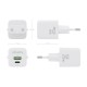 AISENS Cargador GaN 20W, 1xUSB-C PD3.0 QC4.0, 1xUSB-A QC3.0, Blanco