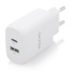 AISENS Cargador 25W, 1xUSB-C PD3.0, 1xUSB-A QC3.0, Blanco