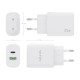 AISENS Cargador 25W, 1xUSB-C PD3.0, 1xUSB-A QC3.0, Blanco