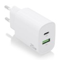 AISENS Cargador 20W, 1xUSB-C PD3.0, 1xUSB-A QC3.0, Blanco