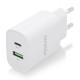 AISENS Cargador 20W, 1xUSB-C PD3.0, 1xUSB-A QC3.0, Blanco