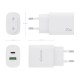 AISENS Cargador 20W, 1xUSB-C PD3.0, 1xUSB-A QC3.0, Blanco