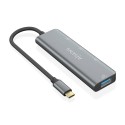 AISENS Hub USB 3.2 Gen2 10G USB-C, USB-C/M-1xUSB-C/H-3xUSB-A/H, Gris, 15 cm