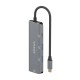 AISENS Hub USB 3.2 Gen2 10G USB-C, USB-C/M-1xUSB-C/H-3xUSB-A/H, Gris, 15 cm