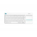 Logitech K400 Plus teclado RF inalámbrico QWERTY Internacional de EE.UU. Blanco